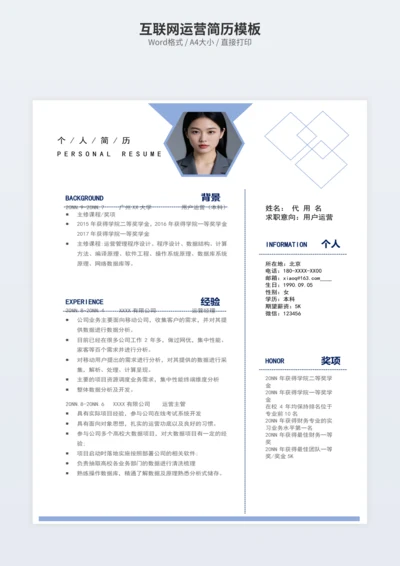 互联网运营简历模板