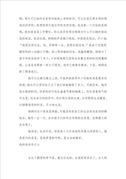 我的母亲作文精选15篇