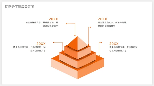 橙色立体商务金字塔关系图PPT模板