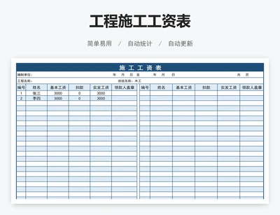 工程施工工资表