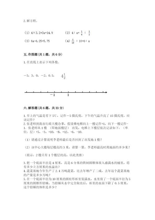 小学六年级下册数学期末卷【达标题】.docx