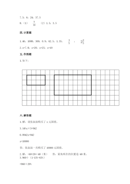 人教版六年级下册数学期末测试卷精品【名校卷】.docx