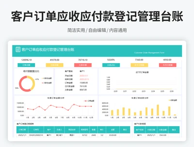 客户订单应收应付款登记管理台账