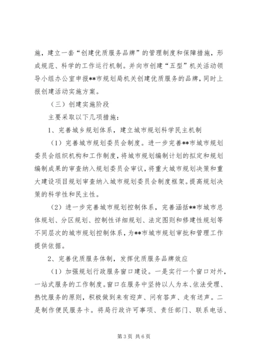 市规划局创优质服务品牌活动实施方案 (3).docx