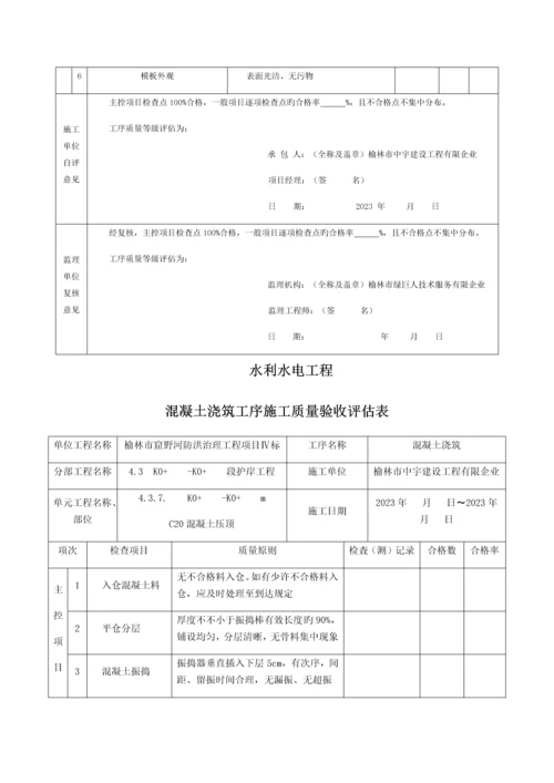 混凝土压顶单元工程质量验收评定表.docx