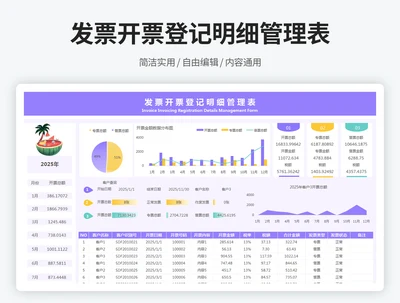 发票开票登记明细管理表