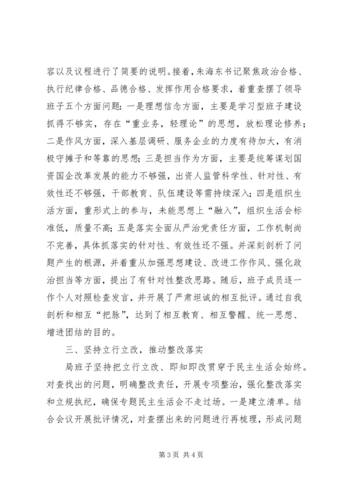 国有资产管理局委员会XX年度民主生活会开展情况报告.docx