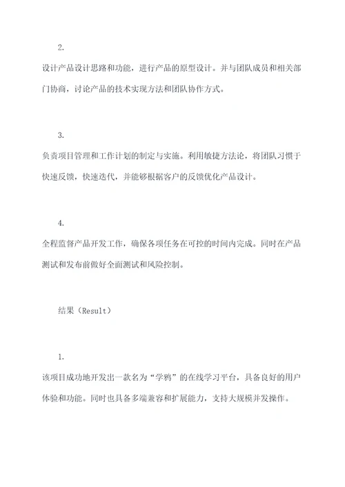 star法则项目简历模板