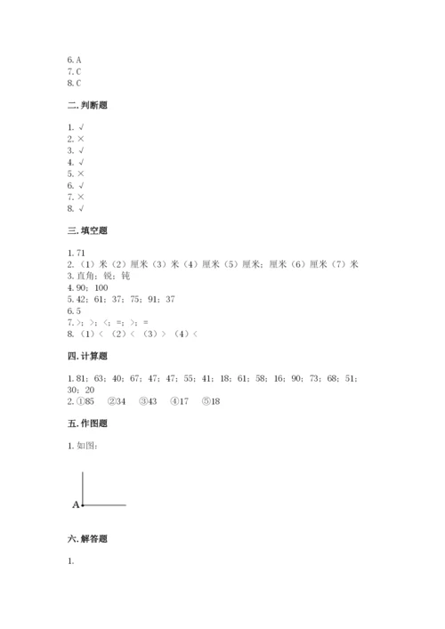 2022人教版二年级上册数学期中测试卷【研优卷】.docx