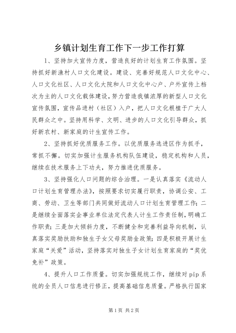 乡镇计划生育工作下一步工作打算.docx