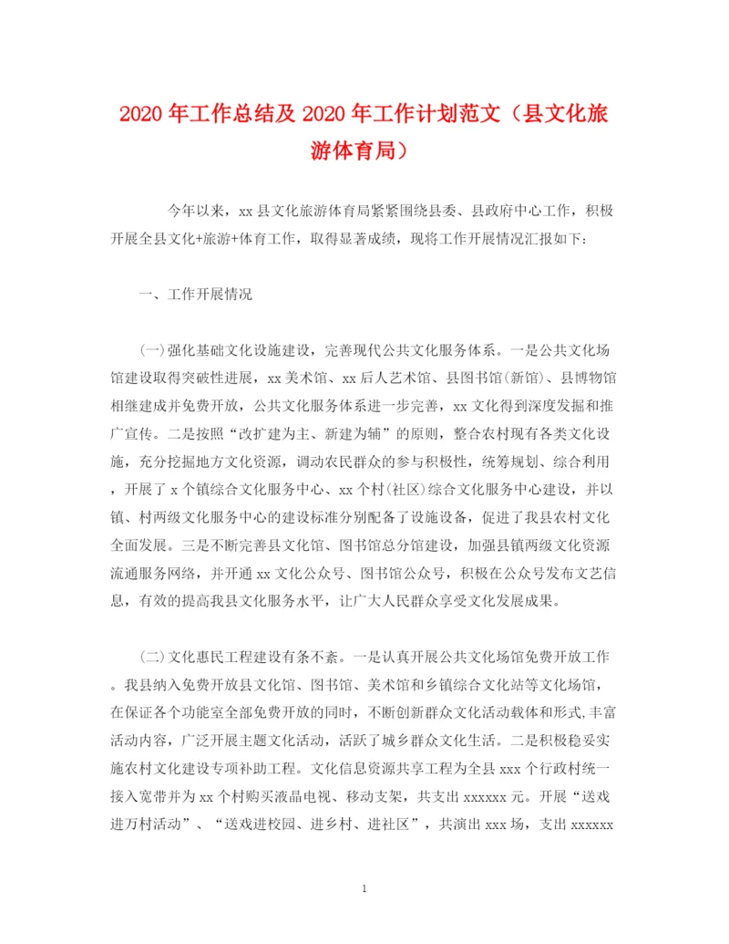 精编之经典范文年工作总结及年工作计划范文（县文化旅游体育局）.docx