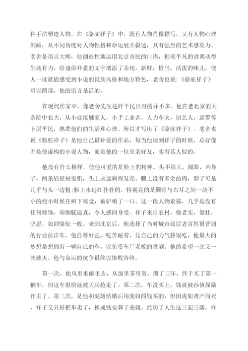 骆驼祥子的赏析文章.docx