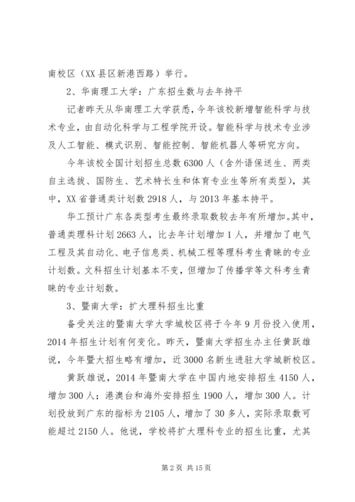 广东25所高校XX年最新招生计划.docx