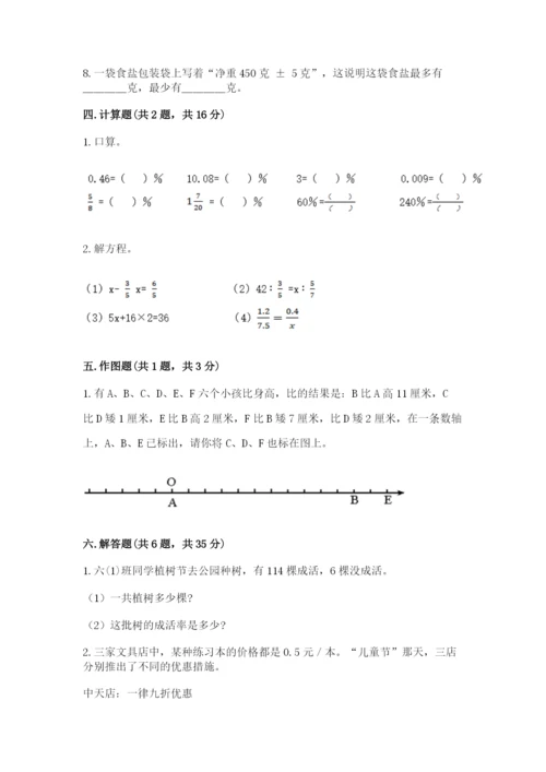 偃师市六年级下册数学期末测试卷a4版.docx
