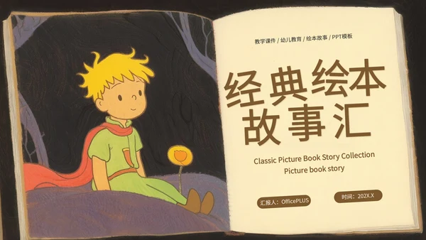 黄色插画风经典绘本故事汇PPT