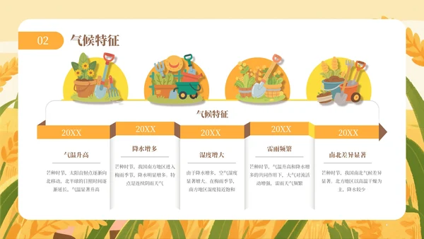 黄色芒种节气介绍通用PPT模板