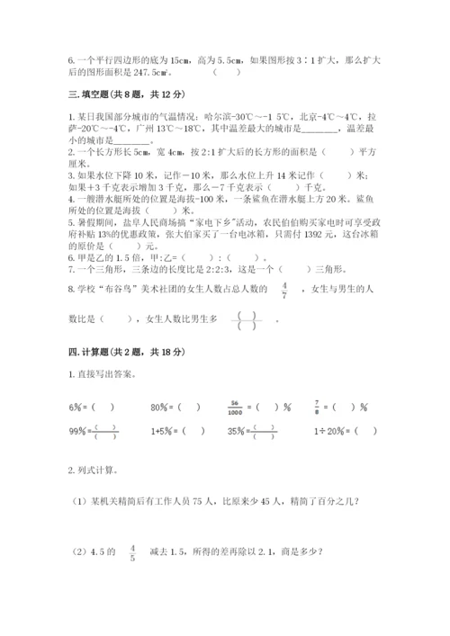 人教版六年级下册数学期末测试卷及参考答案【培优b卷】.docx