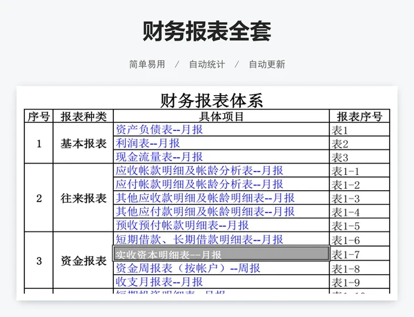 财务报表全套