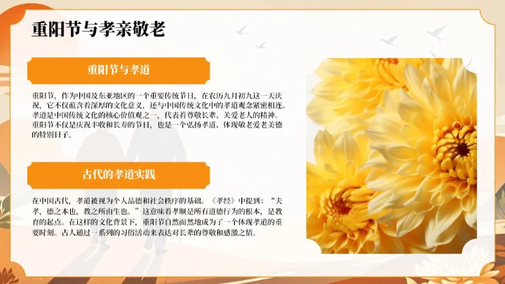 橙色复古风风重阳节敬老活动策划PPT模板