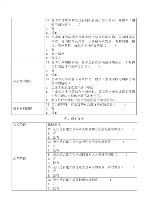 民营企业法治体检项目表图文稿