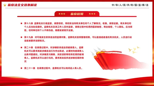 红色大气庄严监察法解读学习培训PPT条例监察