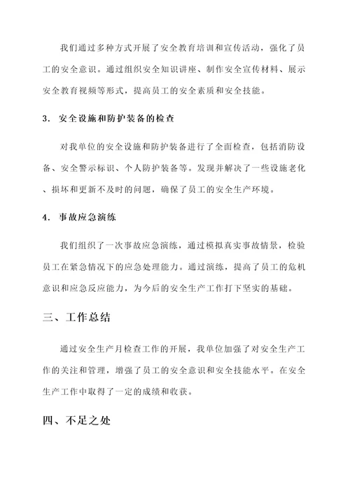 安全生产月检查工作汇报