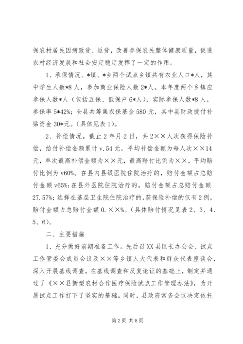 县新型农村合作医疗保险工作运行情况汇报.docx