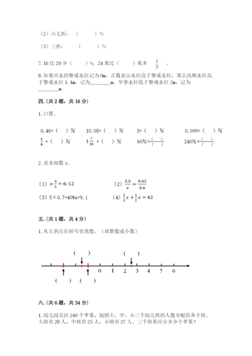 小学六年级数学摸底考试题（名师推荐）.docx