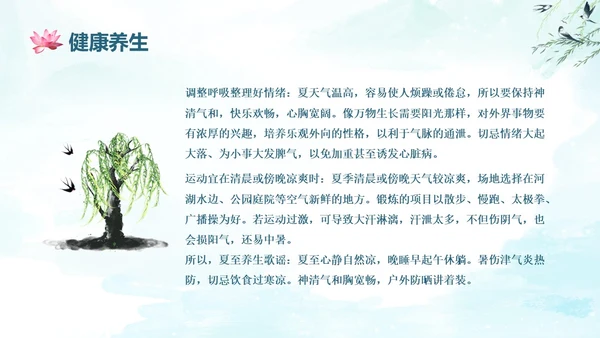 蓝绿色水墨国风夏至二十四节气知识科普PPT