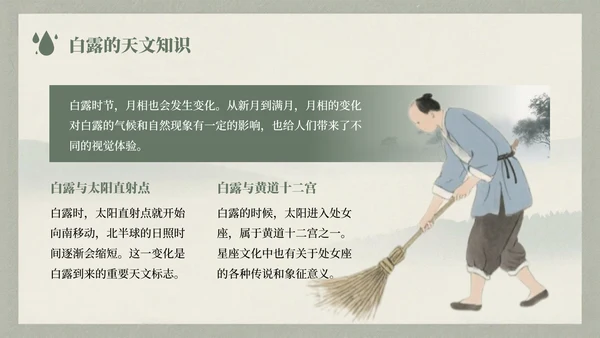 浅绿色中国风白露节气的历史文化习俗介绍PPT模板