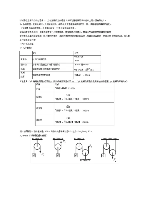 八年级物理滑轮-机械功率基础知识点