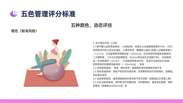 紫色简约卡通插画高危妊娠五色管理PPT课件