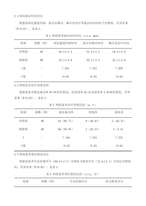 急诊护理快速通道对急性脑卒中救治时间及治疗效果的影响分析.docx