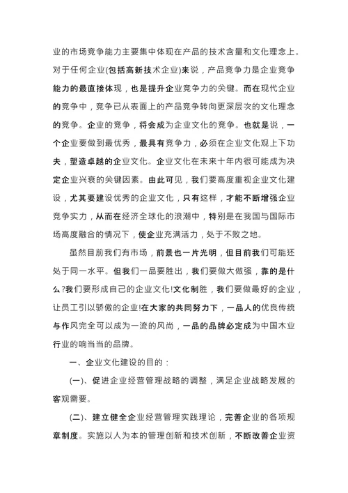 企业文化执行建设方案