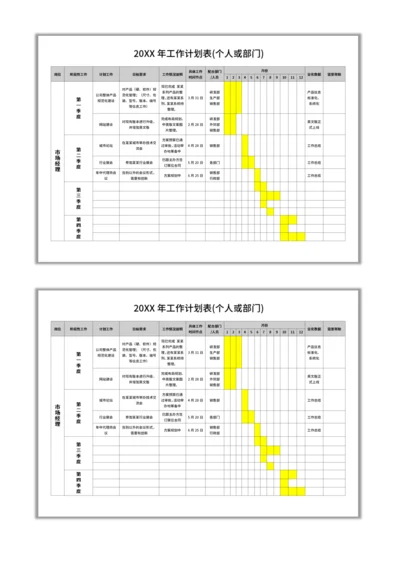 通用个人或部门工作计划表格