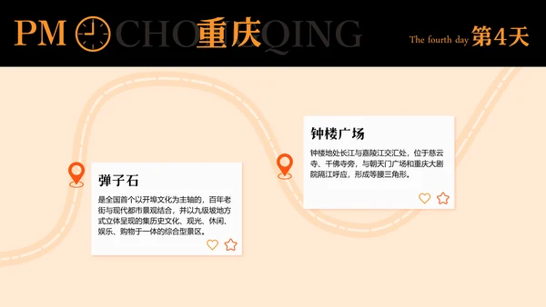 橙黑色插画风重庆旅游攻略