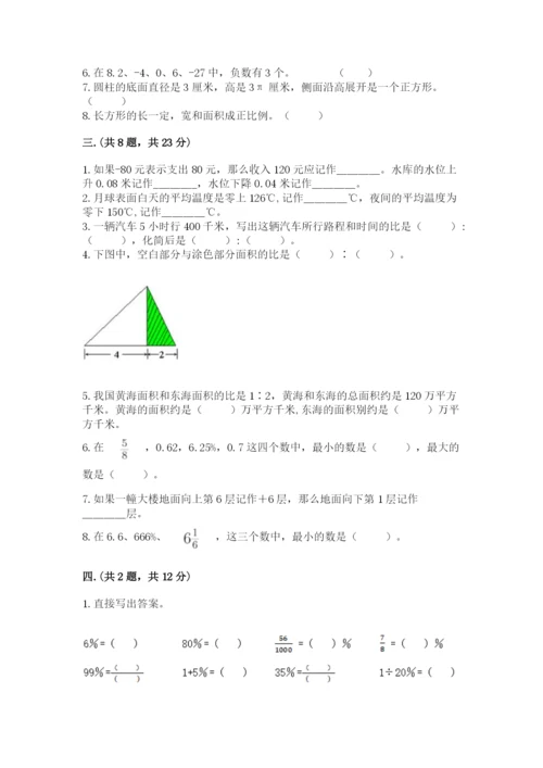 小学六年级数学摸底考试题【模拟题】.docx