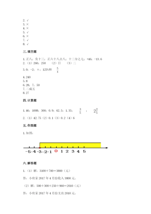 冀教版小学六年级下册数学期末检测试题带答案（黄金题型）.docx