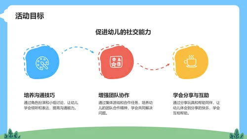 蓝色卡通风可爱卡通幼儿园教学活动PPT模板