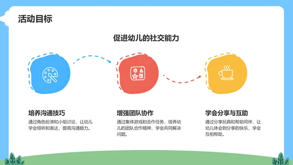 蓝色卡通风可爱卡通幼儿园教学活动PPT模板