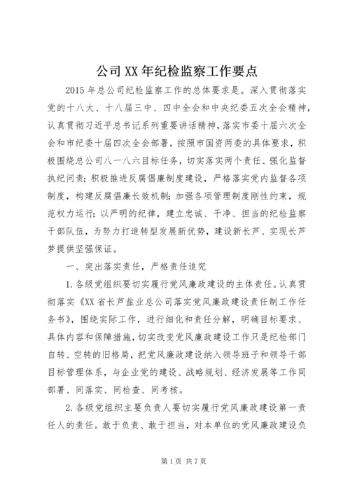 公司XX年纪检监察工作要点 (2).docx