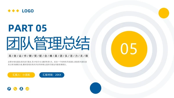 蓝色简约团队管理经验分享PPT模板宣传PPT动态PPT