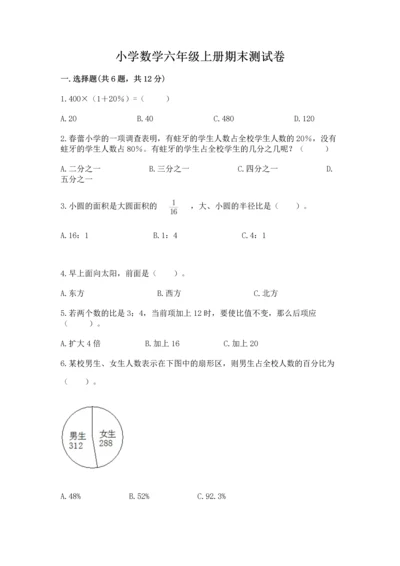 小学数学六年级上册期末测试卷及完整答案【名师系列】.docx