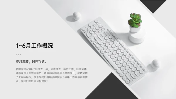 简约商务风销售年中总结