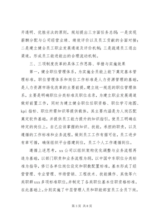 国企三项制度改革专题调研报告.docx