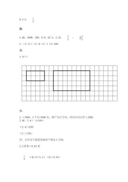 人教版数学六年级下册试题期末模拟检测卷带答案（培优b卷）.docx