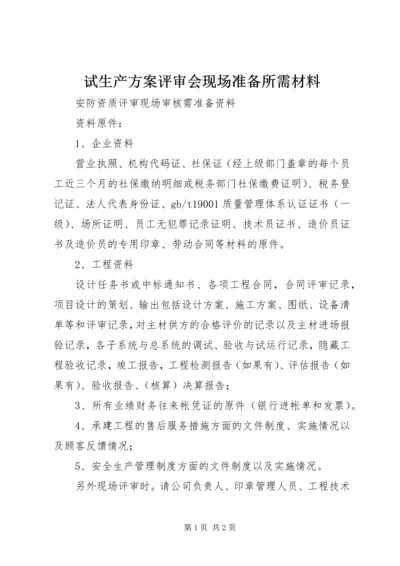 试生产方案评审会现场准备所需材料 (2).docx