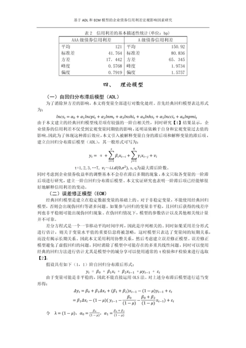 基于ADL和ECM模型的企业债券信用利差宏观影响因素研究.docx