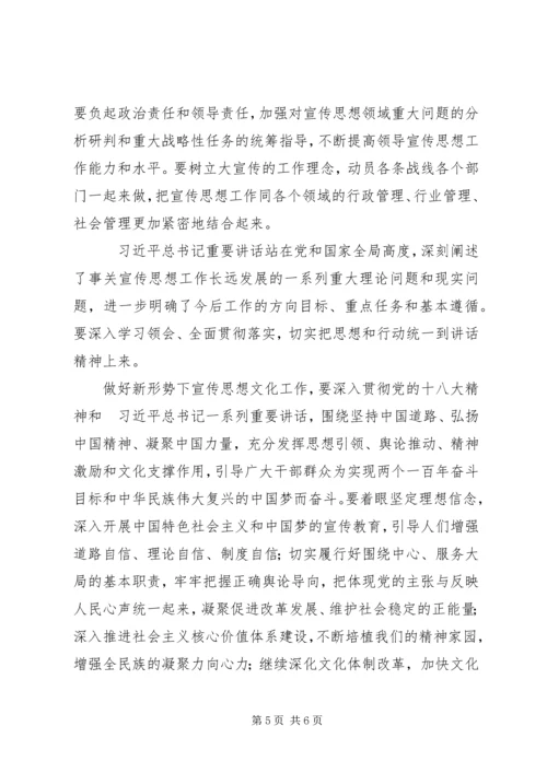 学习全国宣传思想工作会议精神心得体会.docx