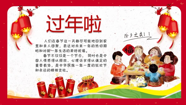 新年纳福春节习俗文化通用PPT模板